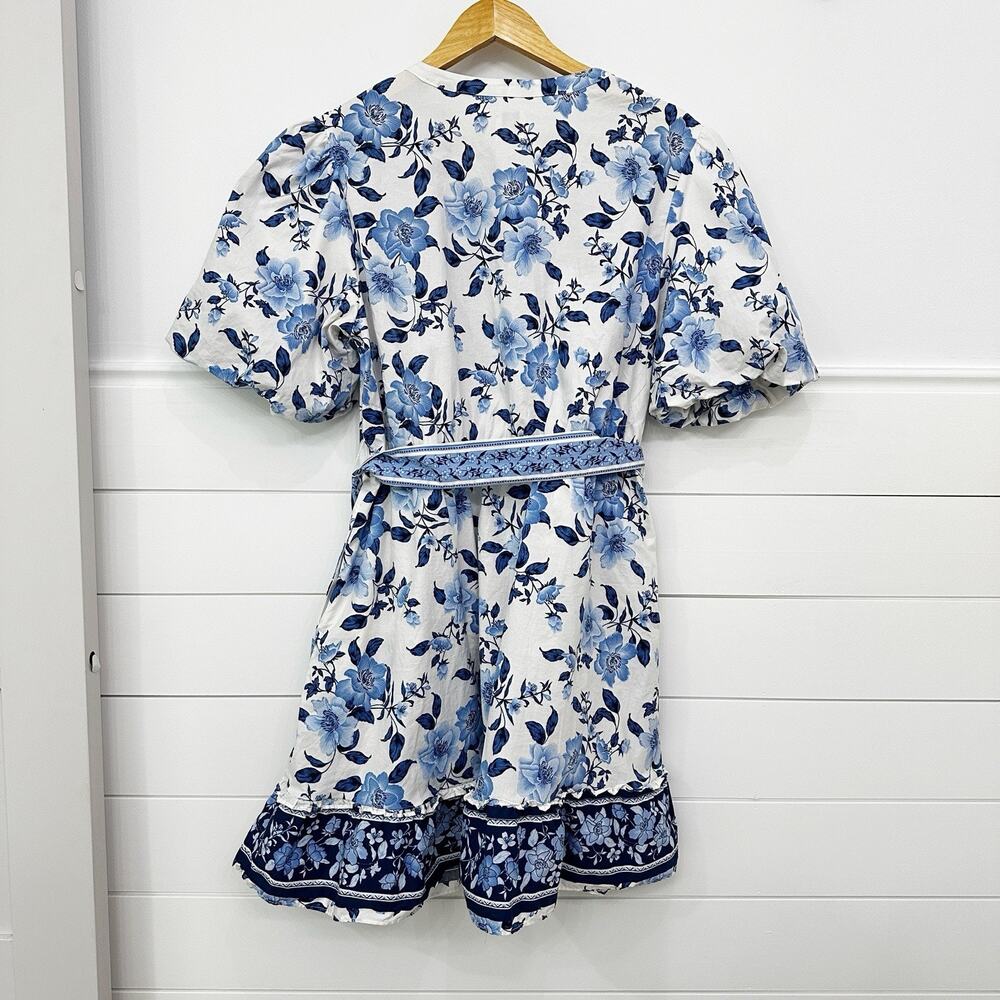 Women’s Joie Blue Floral Puff Sleeve Belated Sundress Size 14 - Picture 7 of 7